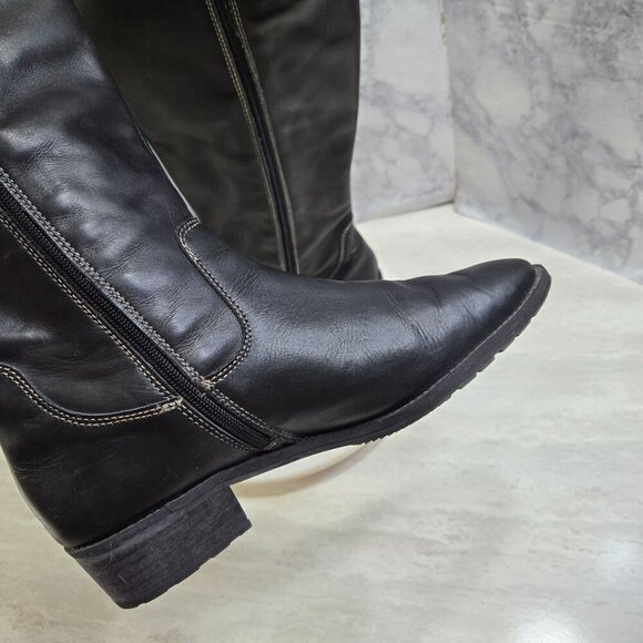 Pikolinos Garda Riding Boots Womens 41 US 10.5-11 Black Leather Brown Braid Trim - Picture 14 of 16